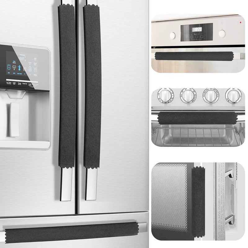 MRKG Refrigerator Door Handle Covers, Set of 6, Handle Covers for Fridge and Microwave Oven, Minimalist, Innovative, Keep Your Kitchen Appliance Clean from Smudges, Drips, Food Stains, Oil (Black) - Image 1